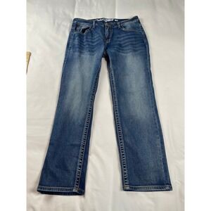 Retro Stitch Straight Leg Jeans Mens 32x32 Blue Excellent Flap Pocket Contrast‎